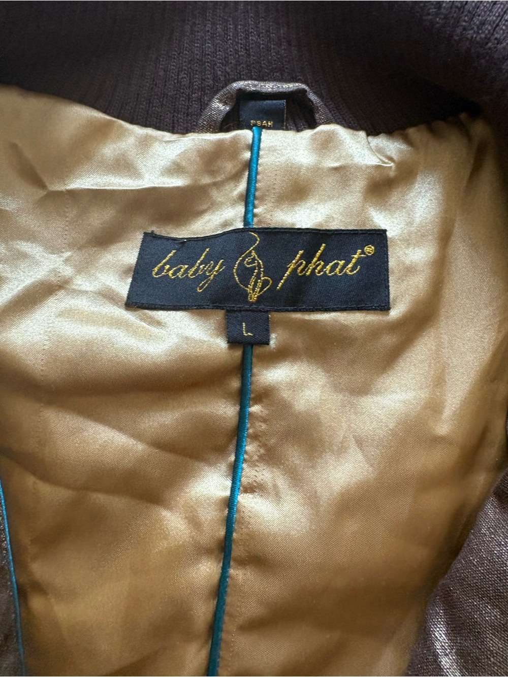 Y2K Baby Phat Metallic Brown Bomber Jacket - Picture 4 of 10